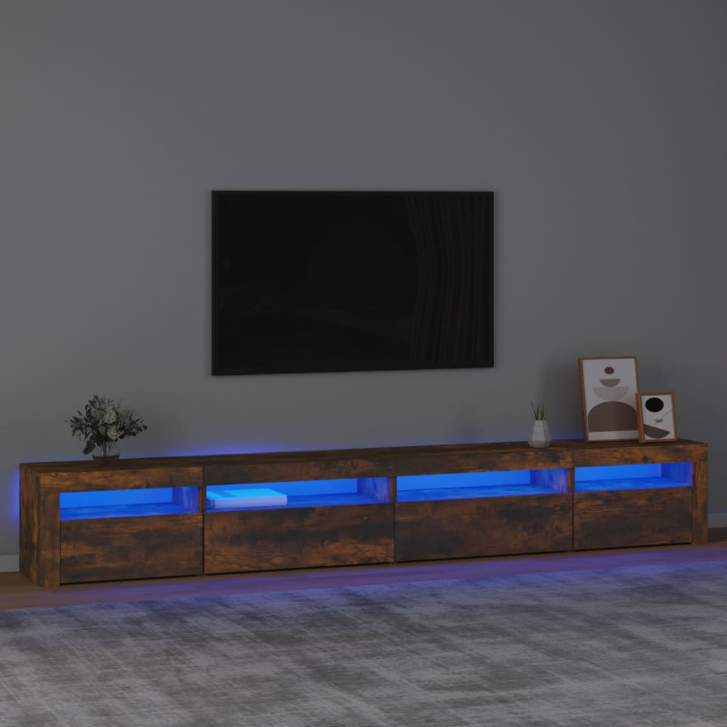 vidaXL TV-Schrank mit LED-Leuchten Räuchereiche 270x35x40 cm