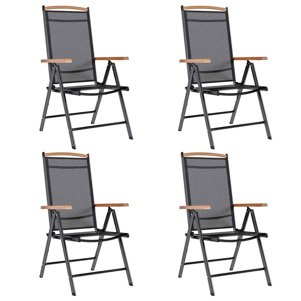 vidaXL Gartenstühle Klappbar 4 Stk. Aluminium und Textilene Schwarz