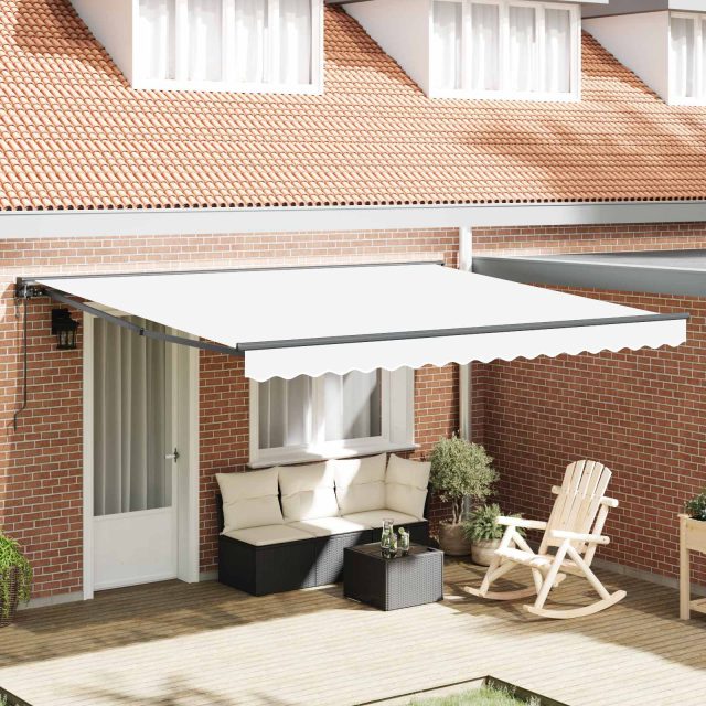 vidaXL Markisenrahmen Weiß 400 x 300 cm Polyester mit PU-Beschichtung