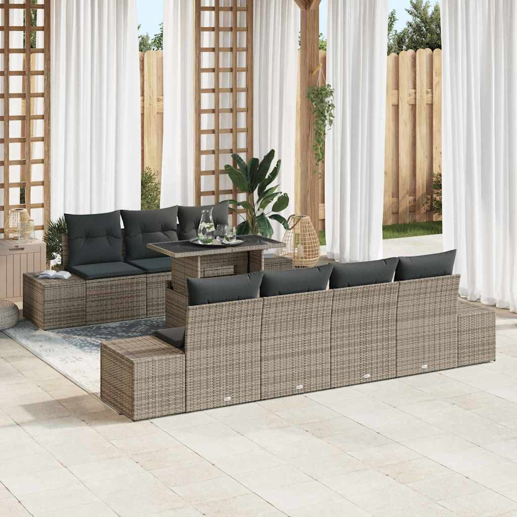 vidaXL Gartensofa-set mit Kissen 8 pcs Grau