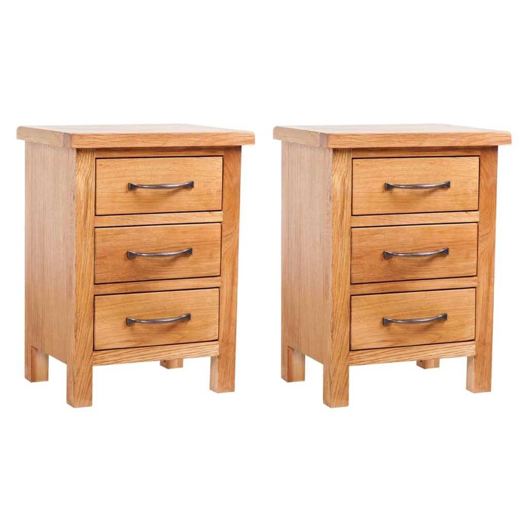vidaXL Nachttische 2 Stk. 40x30x54 cm Massivholz Eiche
