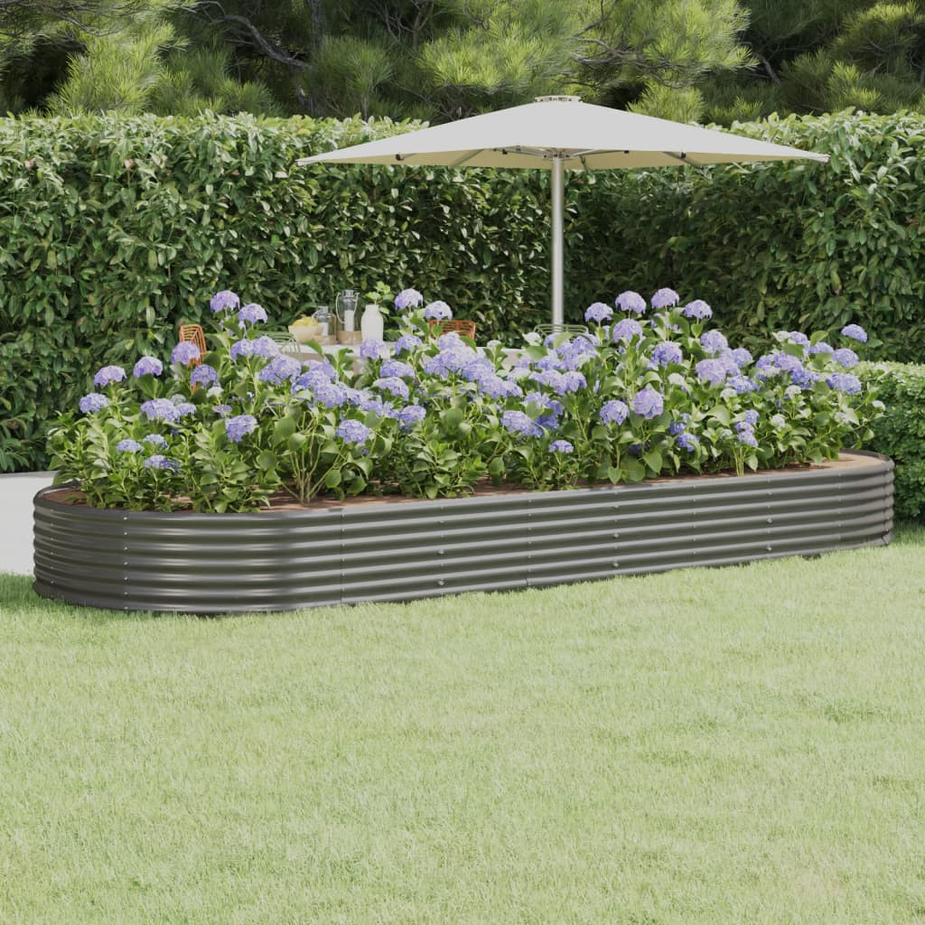 vidaXL Hochbeet Verzinkter Stahl 373x140x36 cm Grau