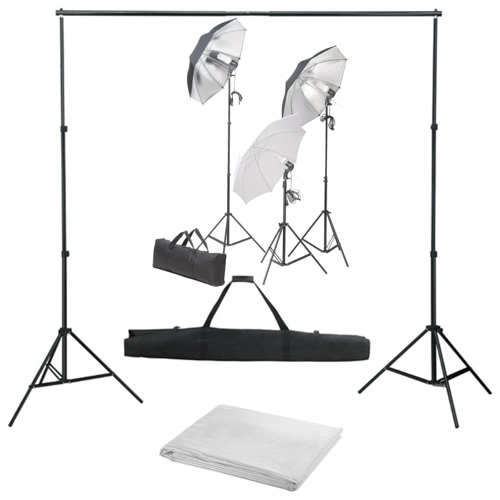 vidaXL Fotostudio-Set mit Lampen-Set und Hintergrund