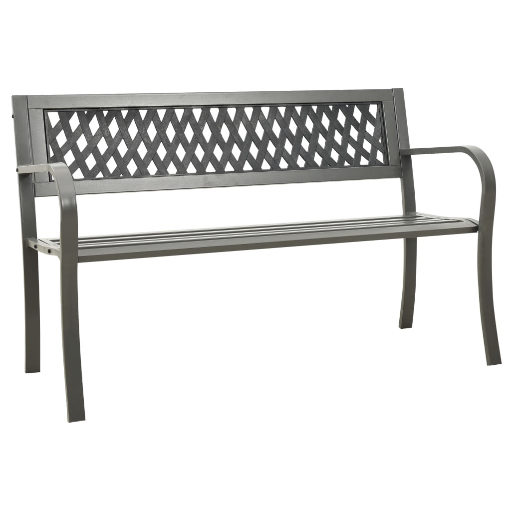 vidaXL Gartenbank 125 cm Stahl Grau