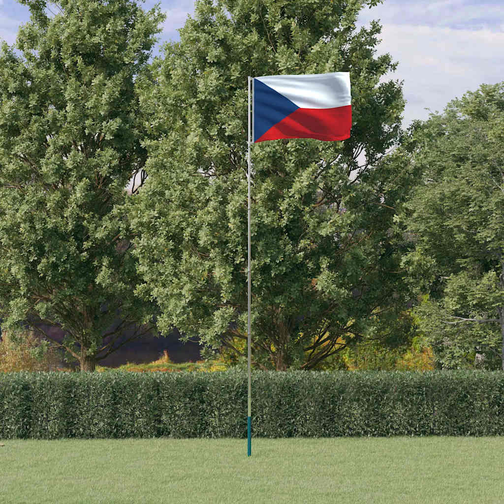vidaXL Tschechische Flagge mit Mast 5,5 m Aluminium