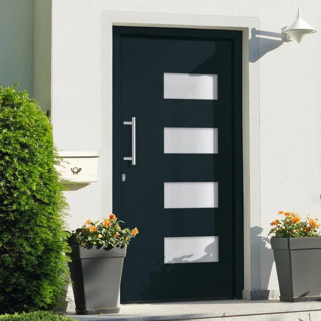 vidaXL Haustür Aluminium und PVC Anthrazit 100x210 cm