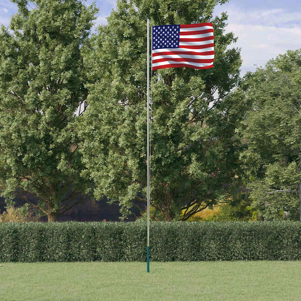 vidaXL Flagge der Vereinigten Staaten mit Mast 6,08 m Aluminium