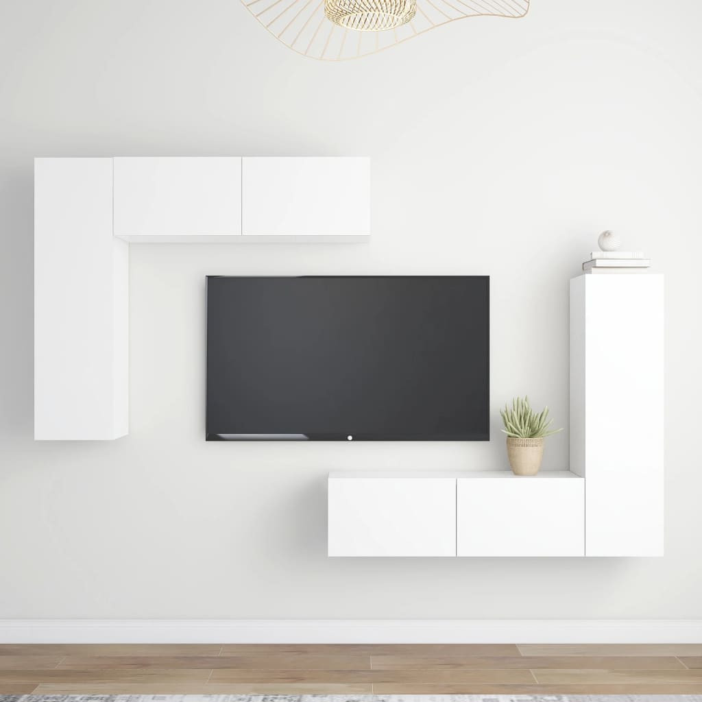 vidaXL 4-tlg. TV-Schrank-Set Weiß Holzwerkstoff