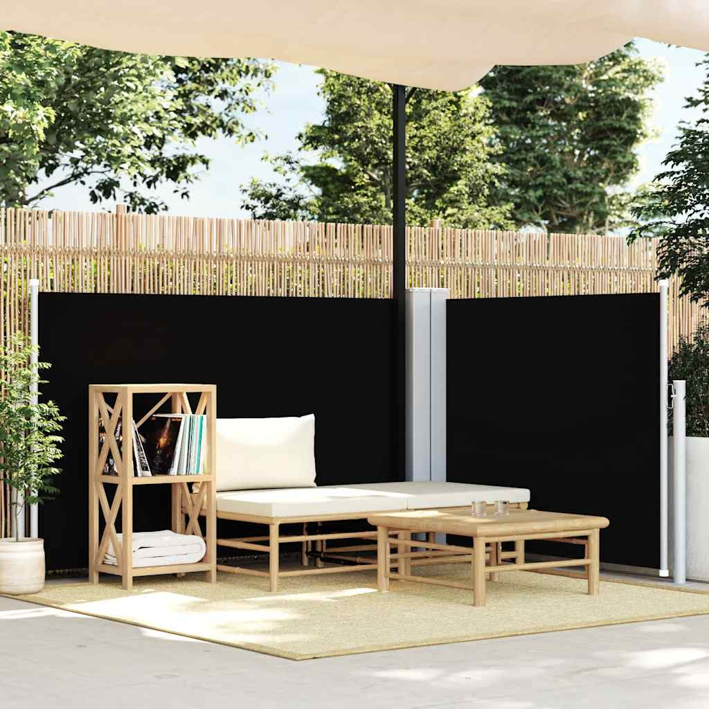 vidaXL Ausziehbare Seitenmarkise Schwarz 120 x 600 cm