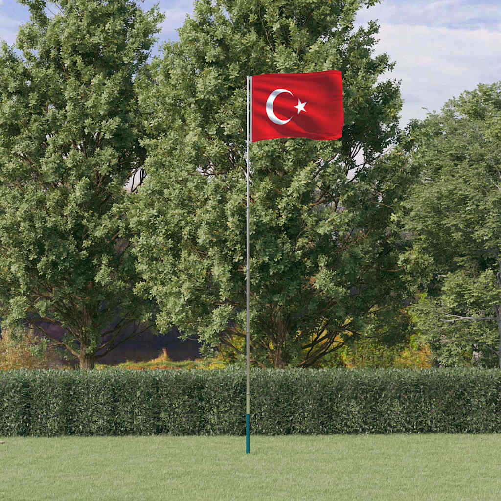 vidaXL Flagge der Türkei mit Mast 5,5 m Aluminium
