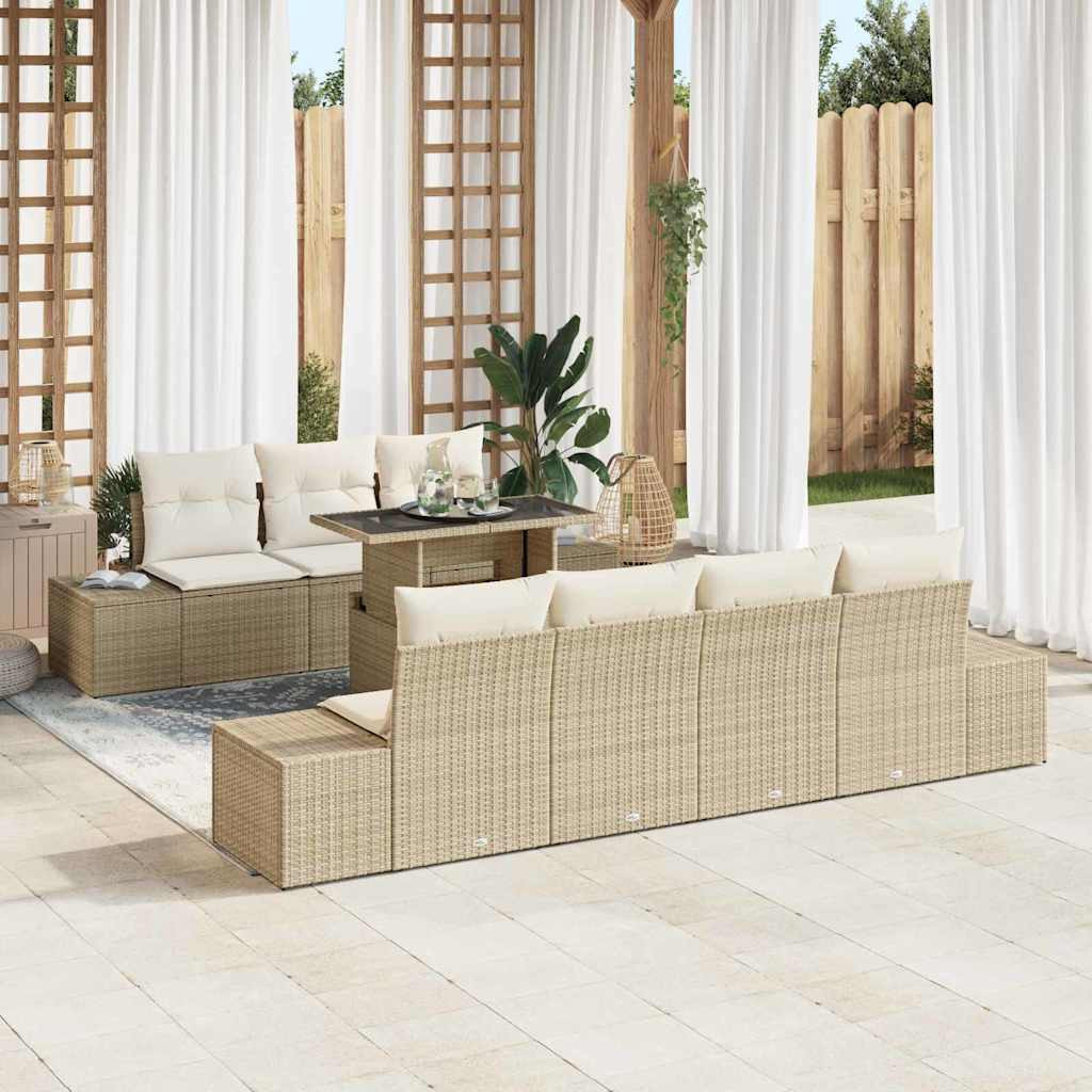 vidaXL Gartensofa-set mit Kissen 8 pcs Beige und Creme