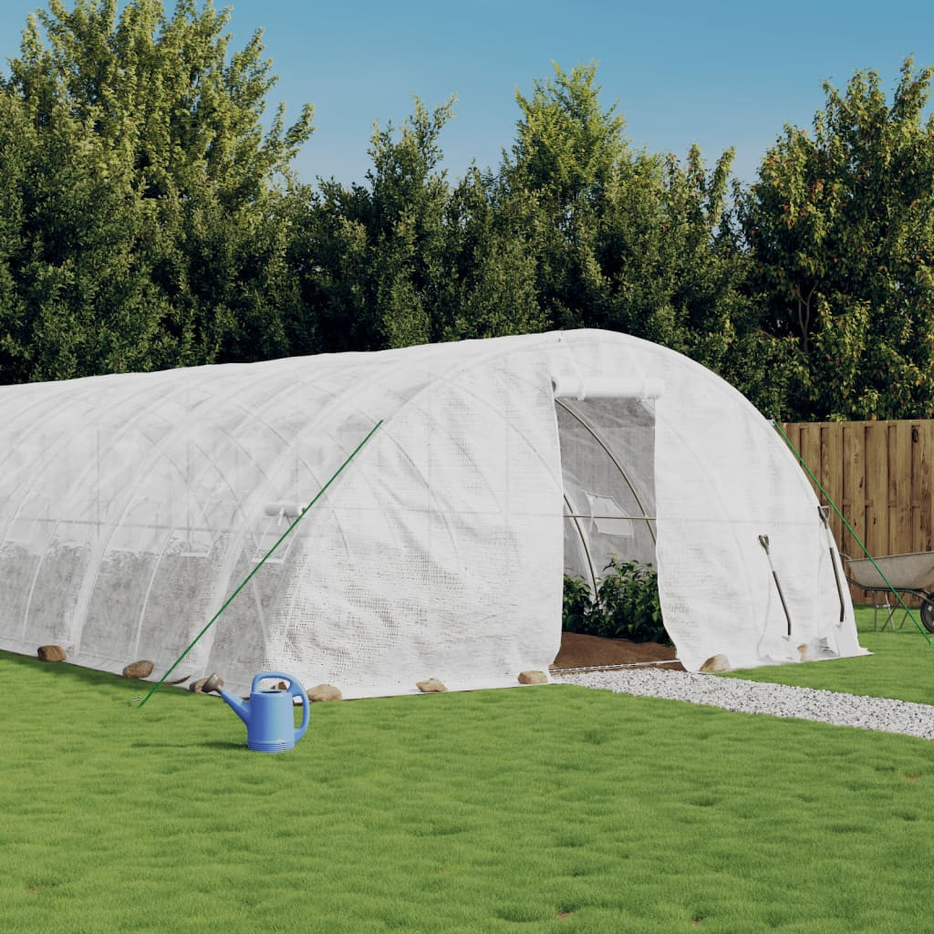 vidaXL Gewächshaus mit Stahlrahmen Weiß 80 m² 16x5x2,3 m