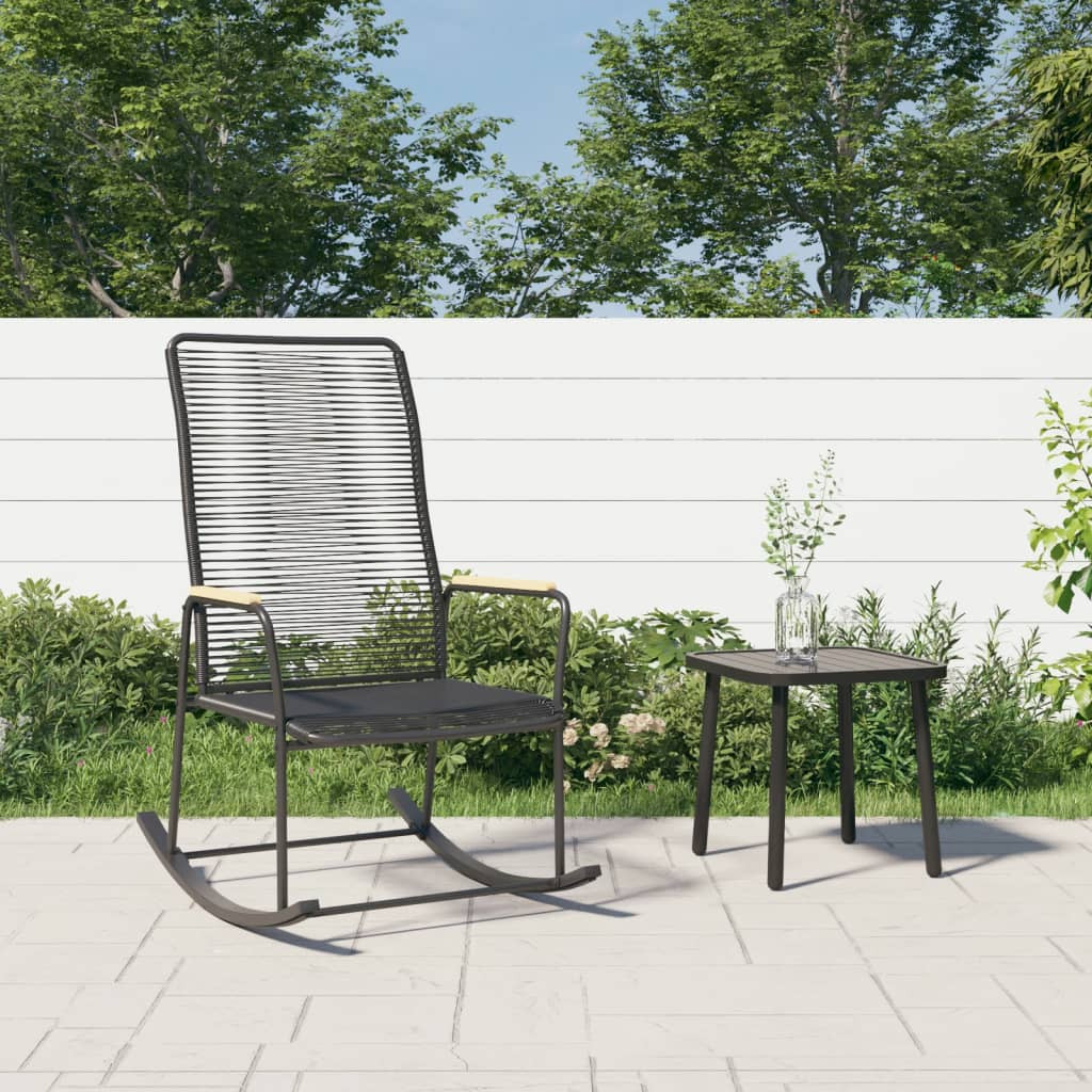 vidaXL Garten-Schaukelstuhl Schwarz 59x79,5x104 cm PVC Rattan