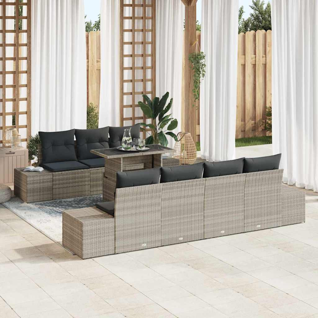 vidaXL Gartensofa-set mit Kissen 8 pcs Hellgrau und Dunkelgrau