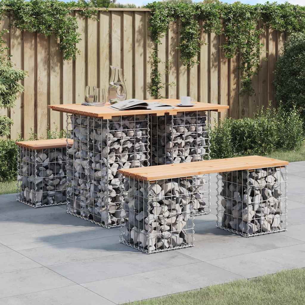 vidaXL Gartentisch aus Gabionen 100x70x72 cm Massivholz Kiefer