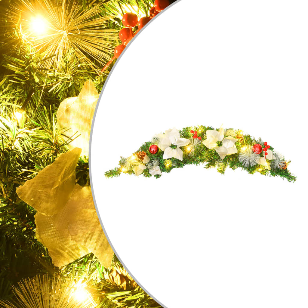 vidaXL Weihnachts-Türbogen mit LED-Lichtern Grün 90 cm PVC