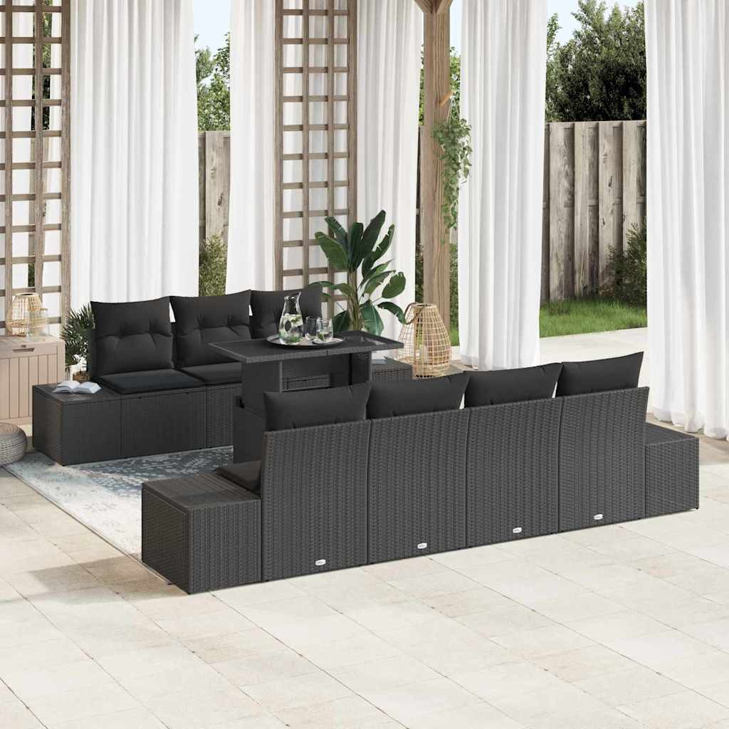 vidaXL Gartensofa-set mit Kissen 8 pcs Schwarz