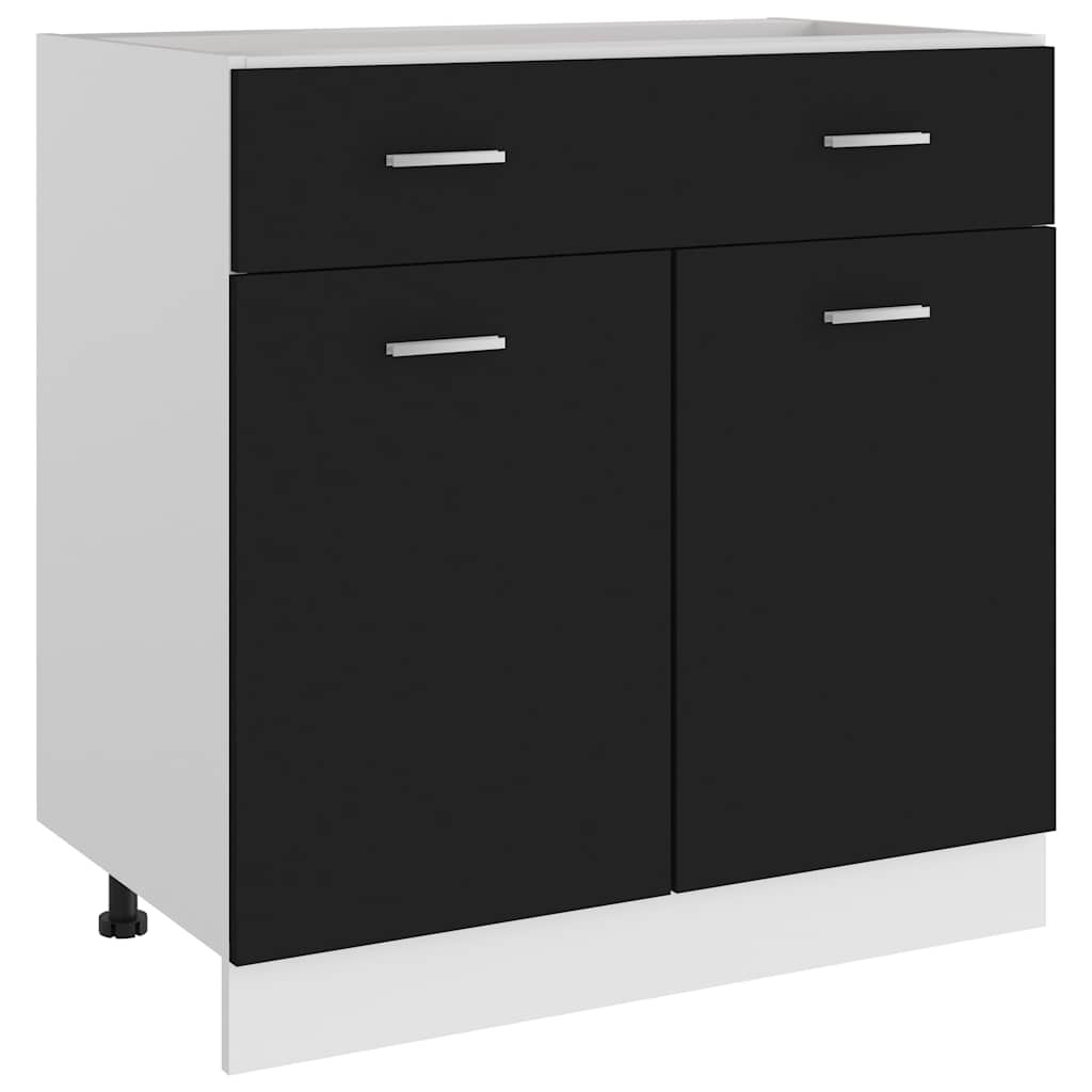 vidaXL Schubunterschrank Lyon Schwarz 80x46x81,5 cm Holzwerkstoff
