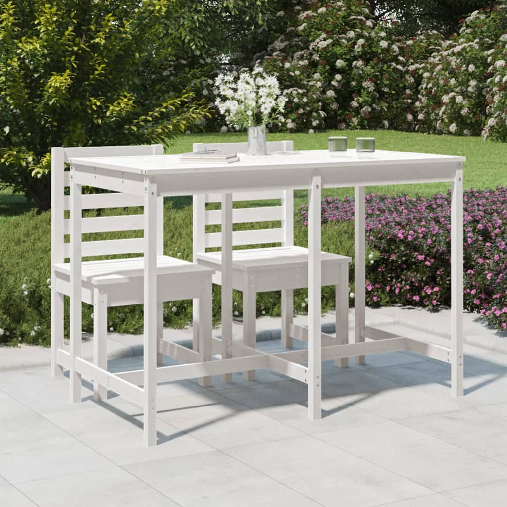 vidaXL Gartentisch Weiß 159,5x82,5x110 cm Massivholz Kiefer