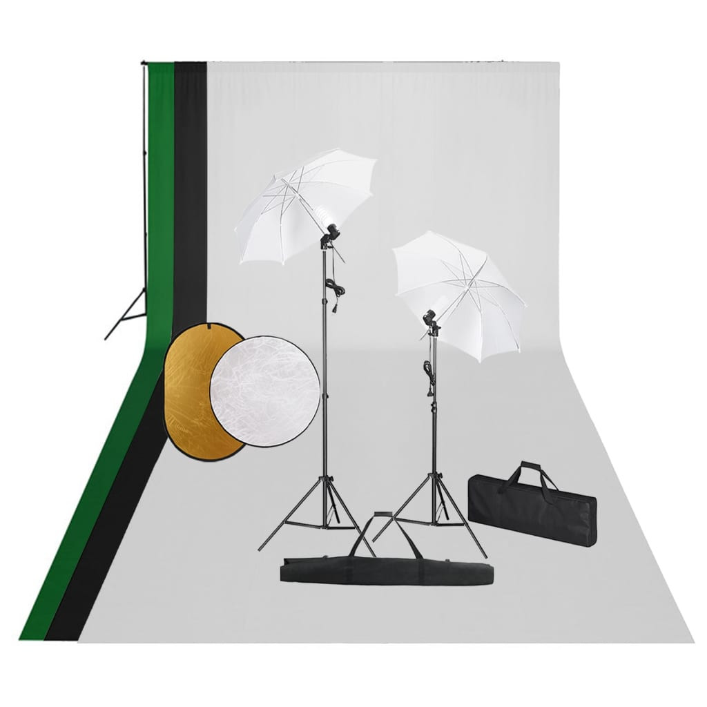 vidaXL Fotostudio-Set mit Leuchten, Hintergrund und Reflektor