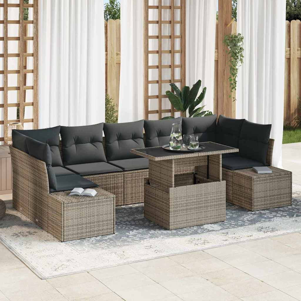 vidaXL Garten-Sofa-Set mit Kissen 8 pcs Grau