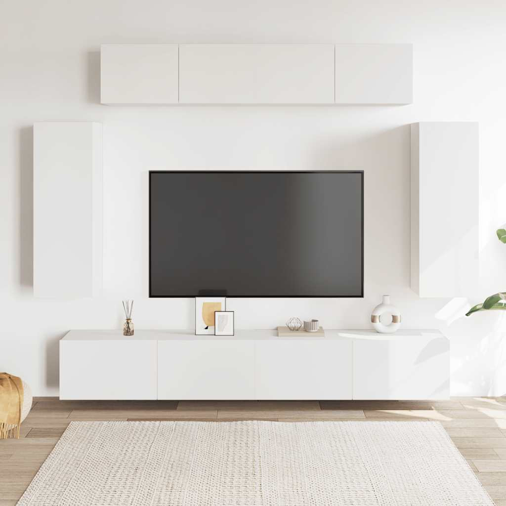 vidaXL 6-tlg. TV-Schrank-Set Weiß Holzwerkstoff