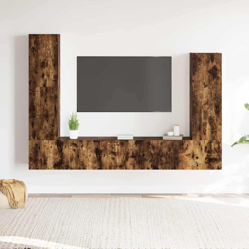 vidaXL 4-tlg. TV-Schrank-Set Räuchereiche Holzwerkstoff