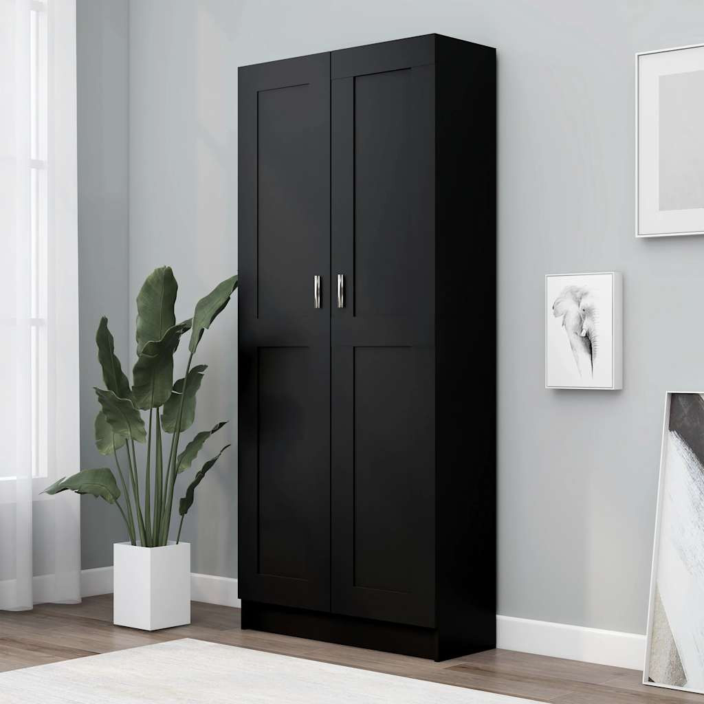 vidaXL Bücherschrank Schwarz 82,5x30,5x185,5 cm Holzwerkstoff