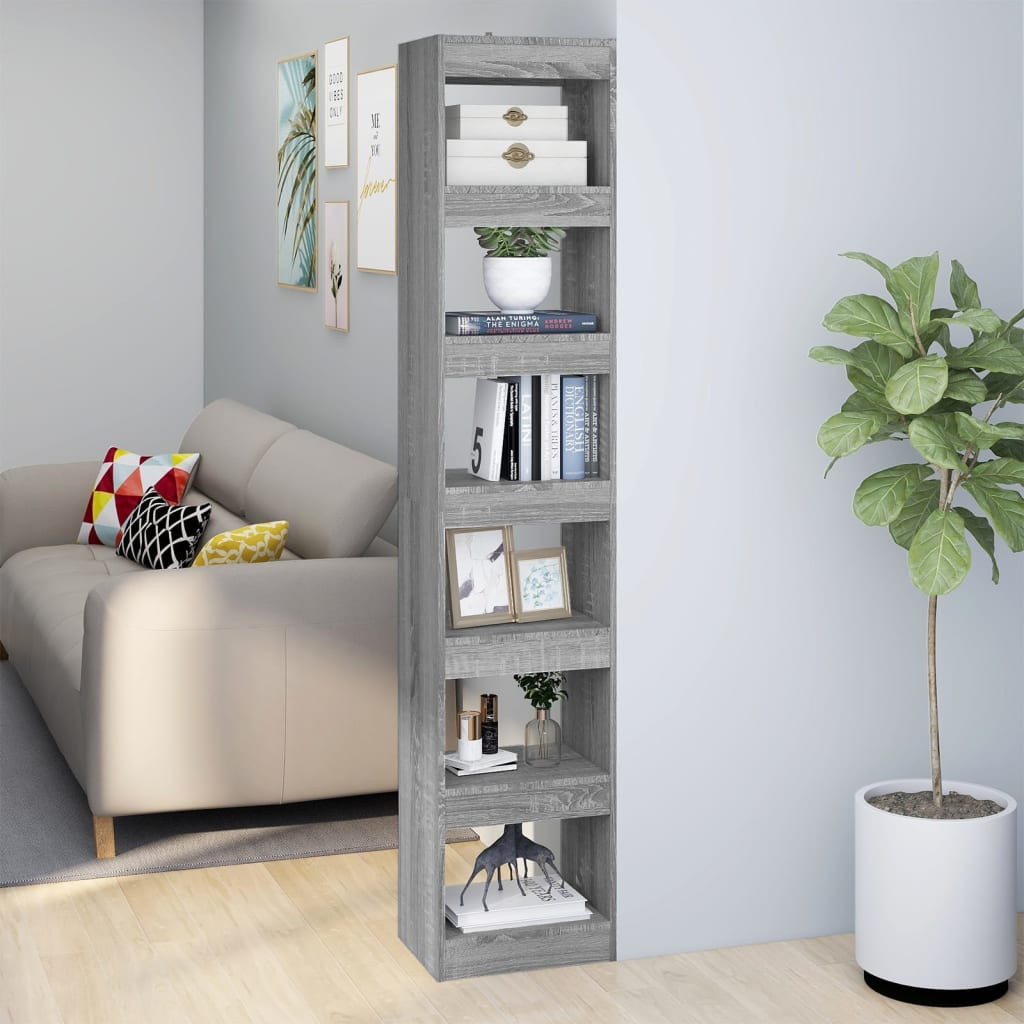 vidaXL Bücherregal/Raumteiler Grau Sonoma 40x30x198 cm