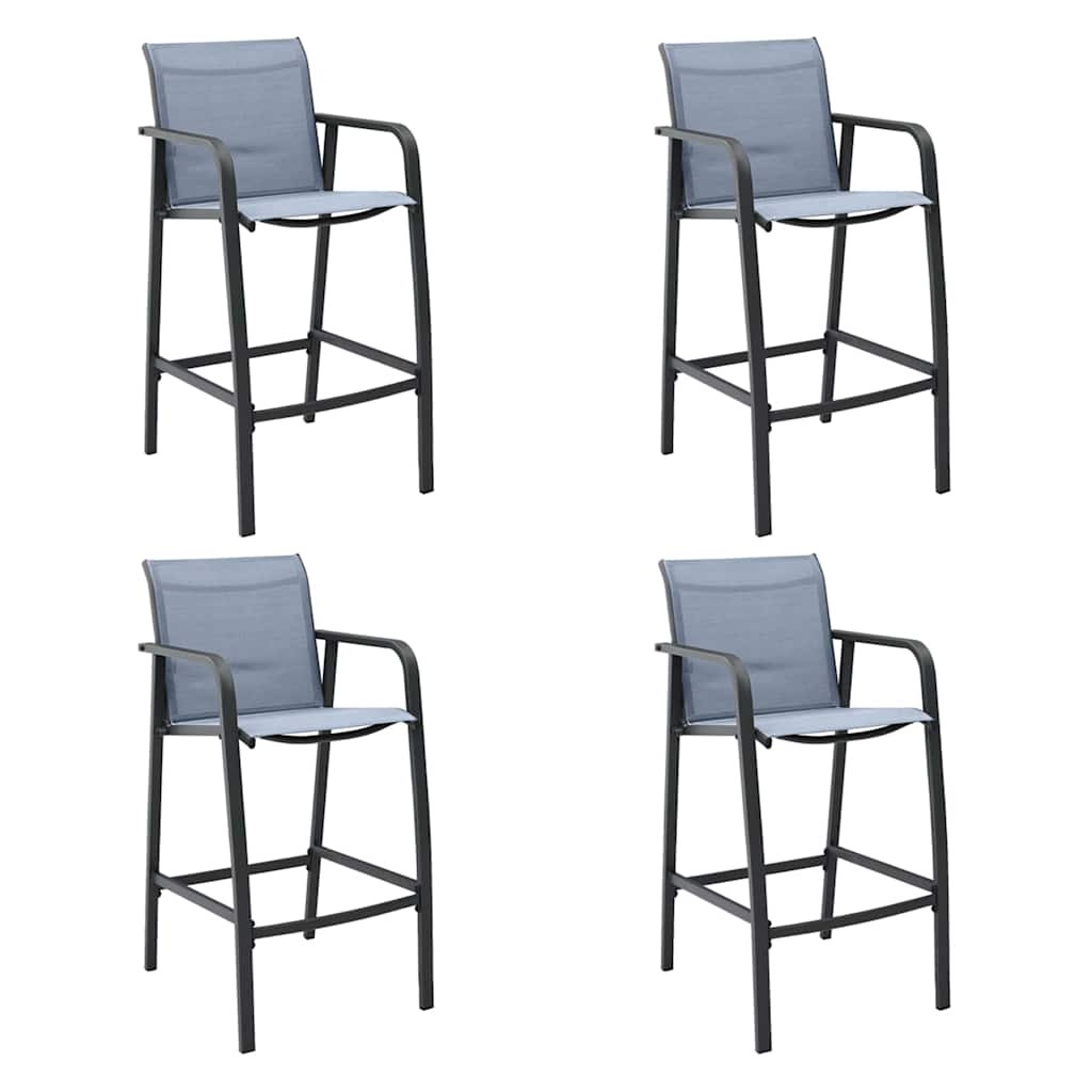vidaXL Garten-Barstühle 4 Stk. Grau Textilene