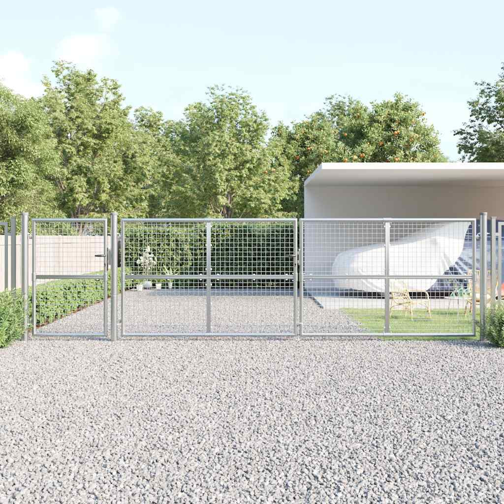 vidaXL Maschen-Gartentor Silber 500x125 cm Verzinkter Stahl