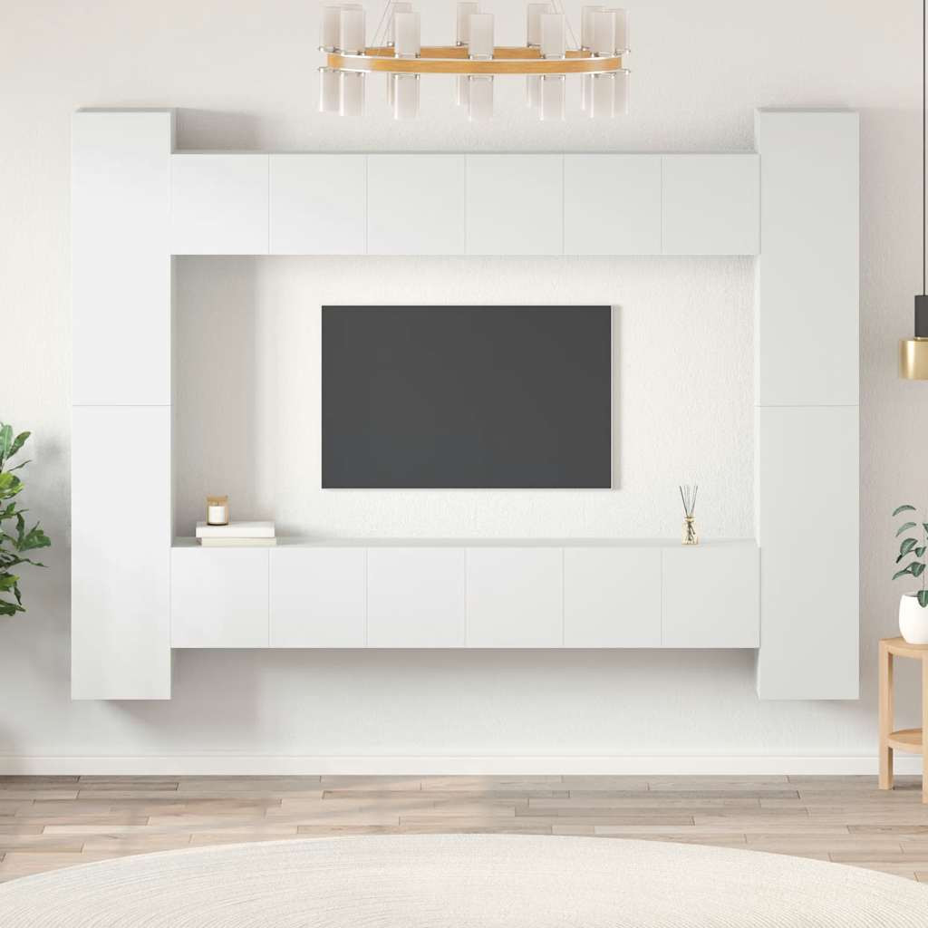 vidaXL 10-tlg. TV-Schrank-Set Weiß Holzwerkstoff