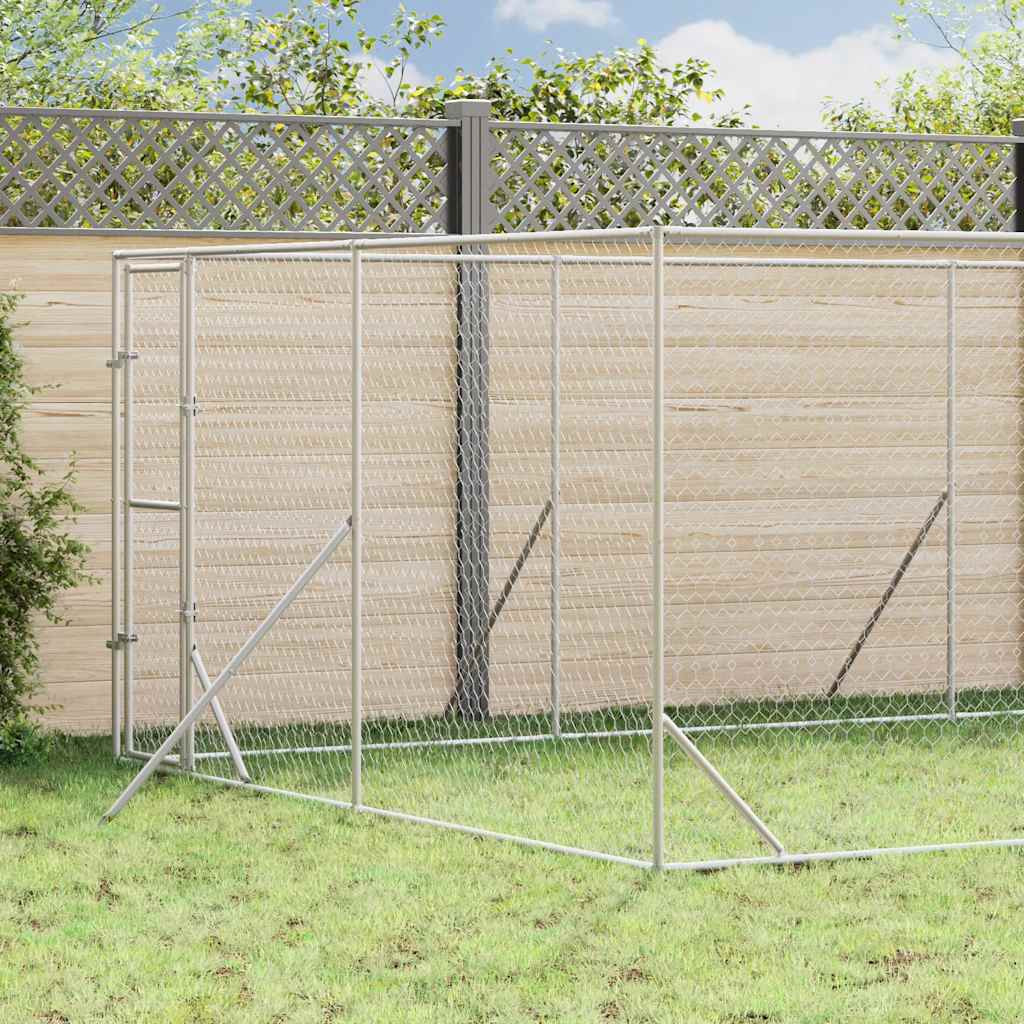 vidaXL Outdoor-Hundezwinger Silbern 4x8x2 m Verzinkter Stahl