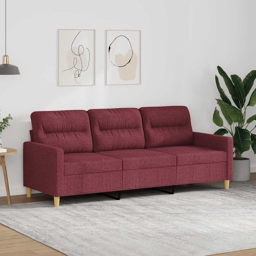 vidaXL 3-Sitzer-Sofa Weinrot 180 cm Stoff