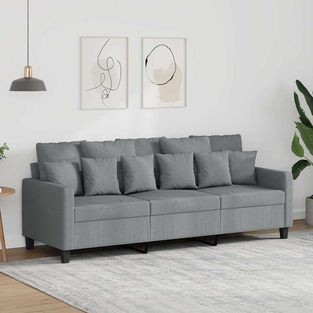 vidaXL 3-Sitzer-Sofa Hellgrau 180 cm Stoff