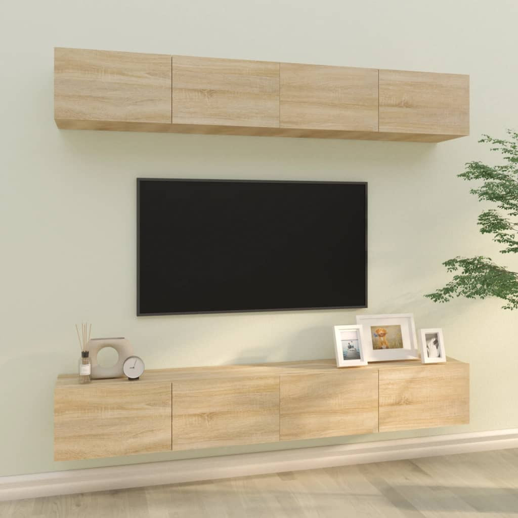 vidaXL TV-Wandschränke 4 Stk. Sonoma-Eiche 100x30x30 cm