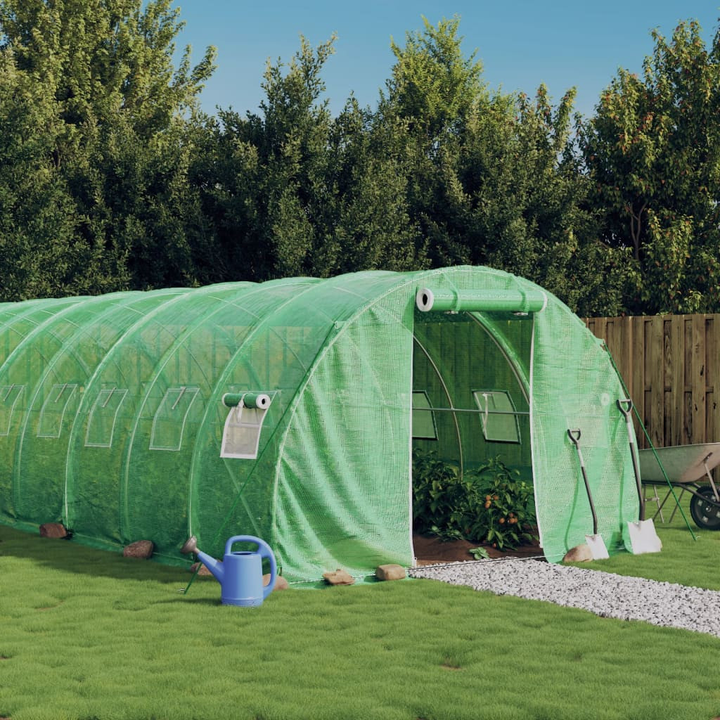 vidaXL Gewächshaus mit Stahlrahmen Grün 60 m² 20x3x2 m