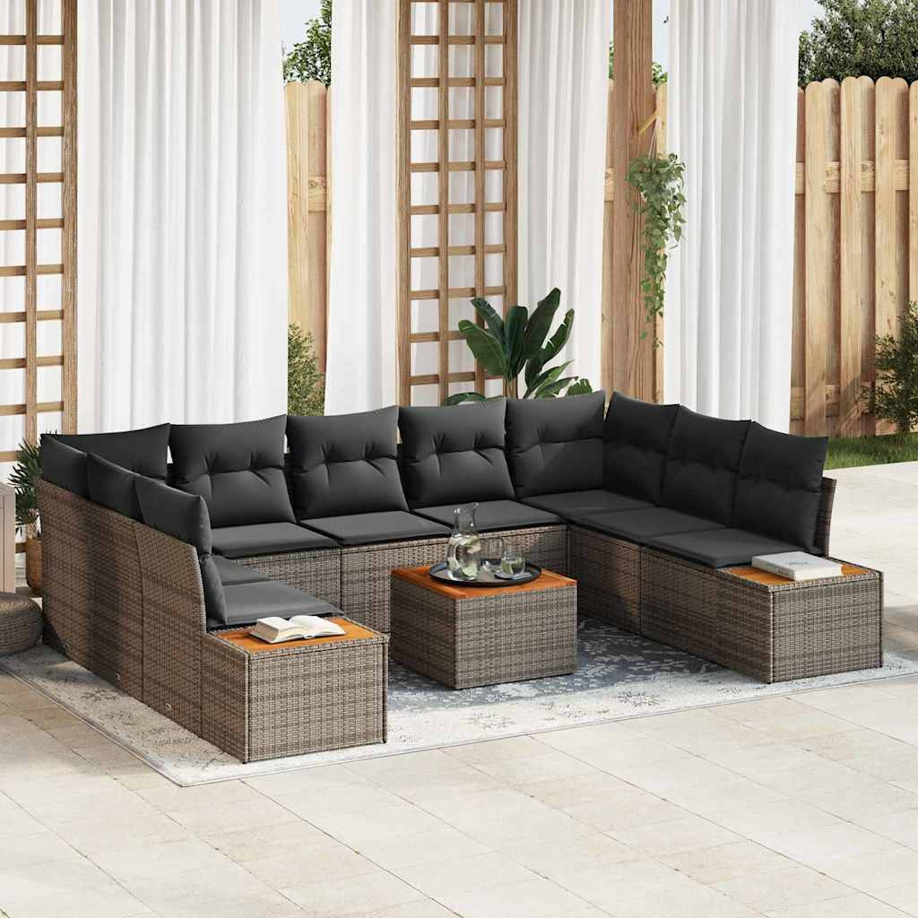 vidaXL Gartensofa-set mit Kissen mit Speicher 5 pcs Grau Polyrattan