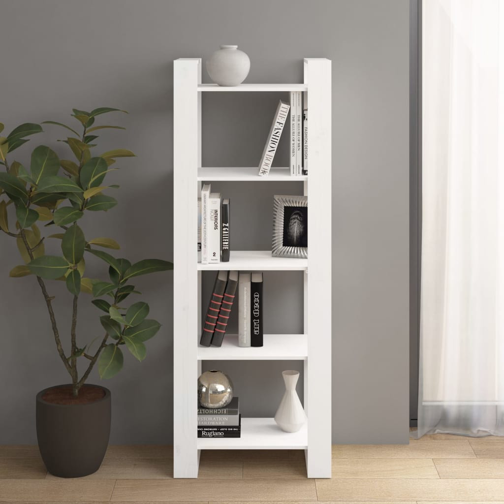 vidaXL Bücherregal/Raumteiler Weiß 60x35x160 cm Massivholz