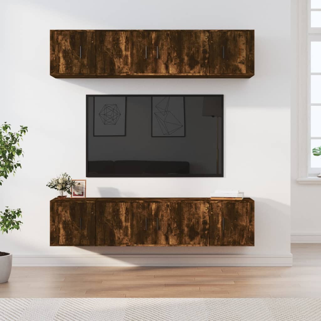 vidaXL 6-tlg. TV-Schrank-Set Räuchereiche Holzwerkstoff