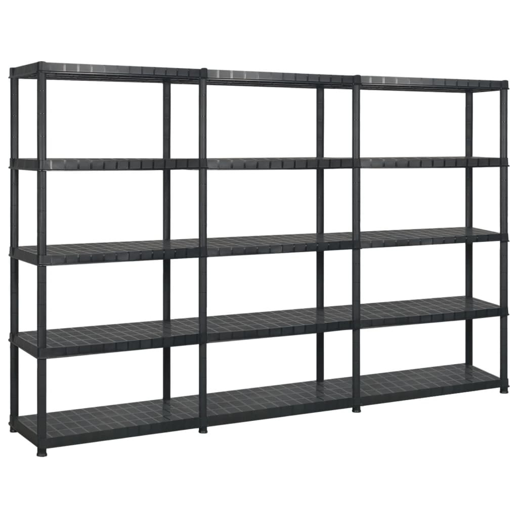 vidaXL Lagerregal mit 5 Böden Schwarz 255x40x185 cm Kunststoff