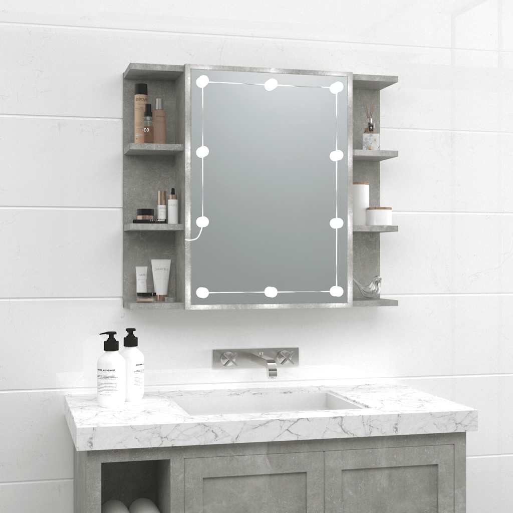 vidaXL Spiegelschrank mit LED Betongrau 70x16,5x60 cm