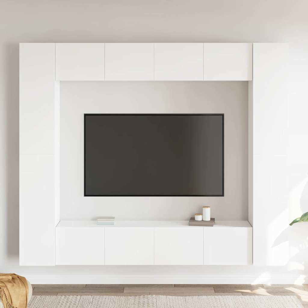 vidaXL 8-tlg. TV-Schrank-Set Weiß Holzwerkstoff