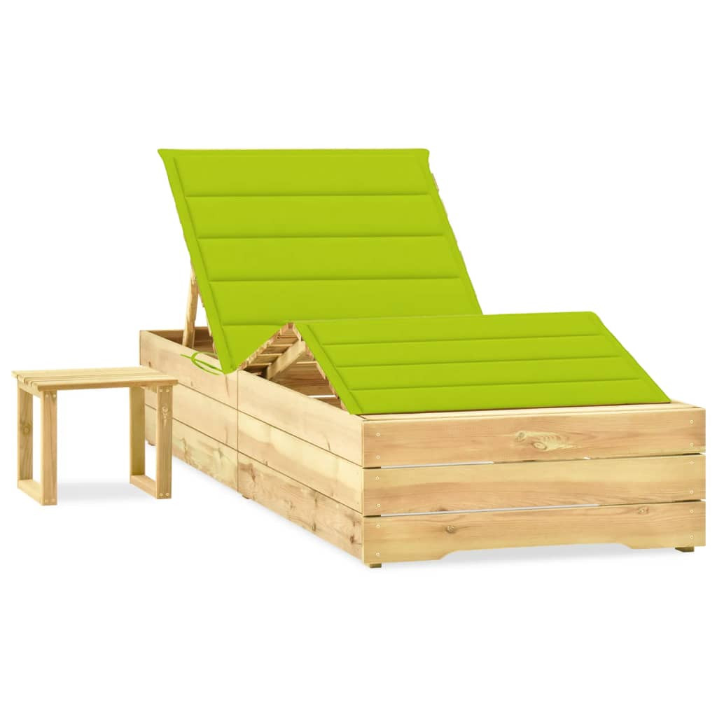 vidaXL Garten-Sonnenliege mit Tisch und Auflage Kiefer Imprägniert