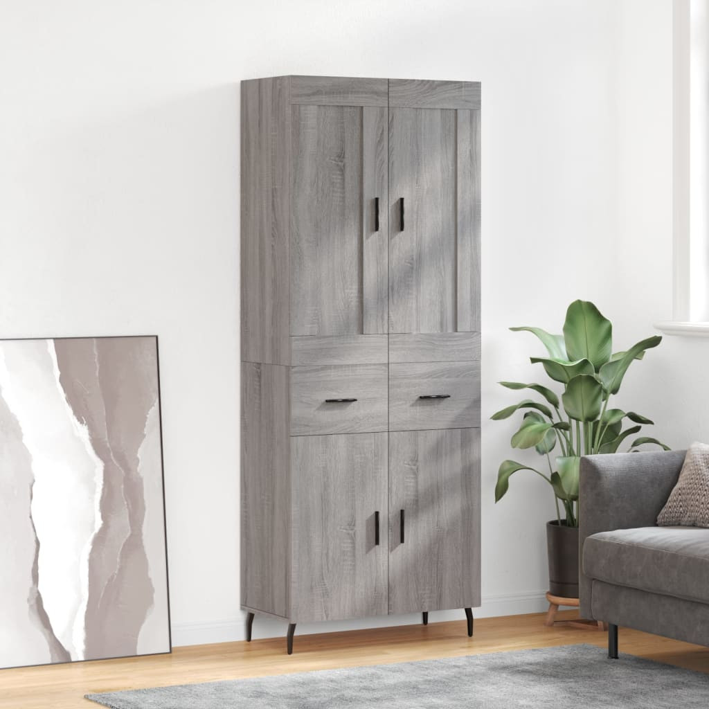 vidaXL Highboard Grau Sonoma 69,5x34x180 cm Holzwerkstoff
