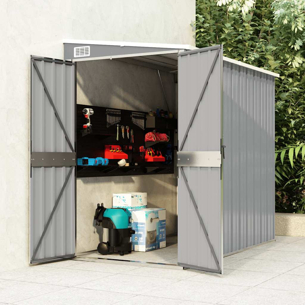 vidaXL Anbauschuppen Grau 118x194x178 cm Verzinkter Stahl