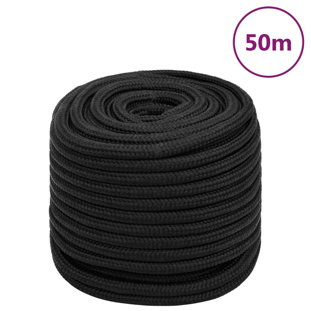 vidaXL Bootsseil Schwarz 18 mm 50 m Polypropylen