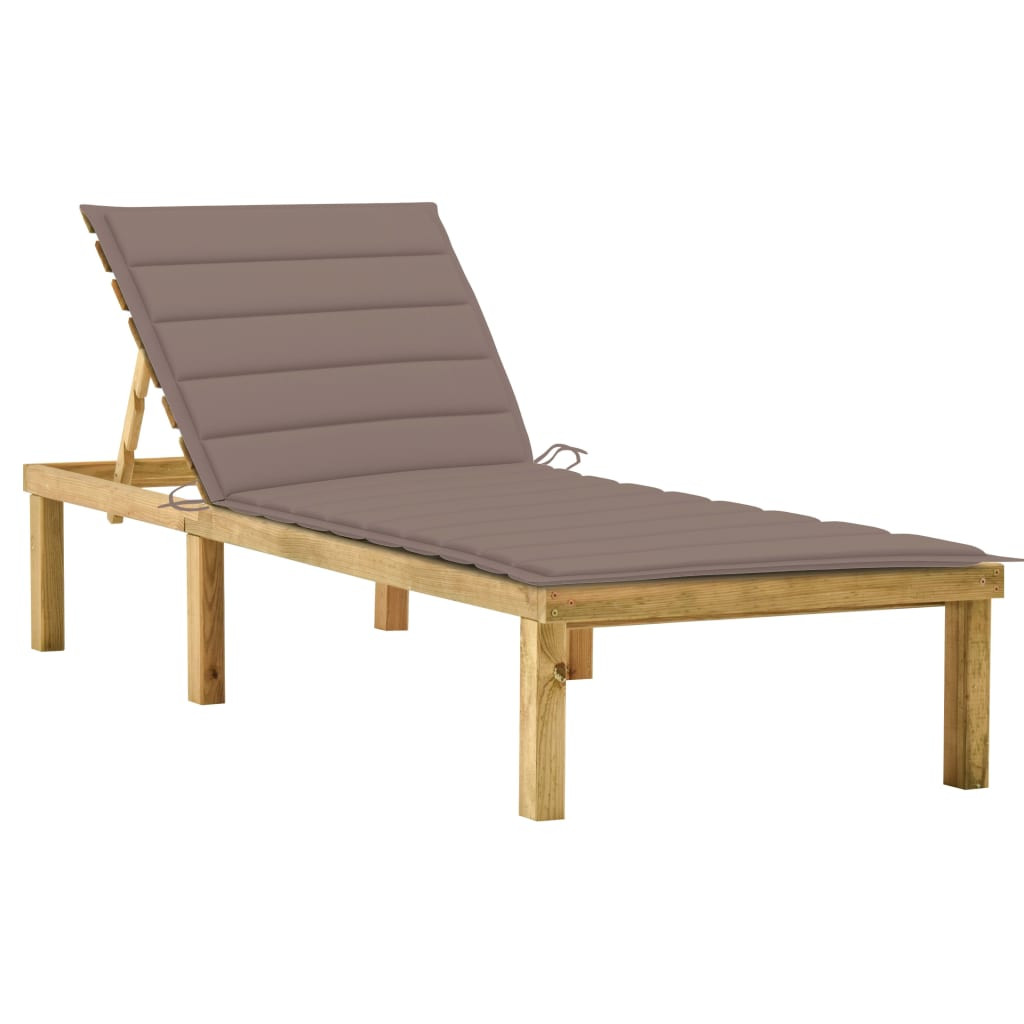 vidaXL Sonnenliege mit Taupe Auflage Imprägniertes Kiefernholz