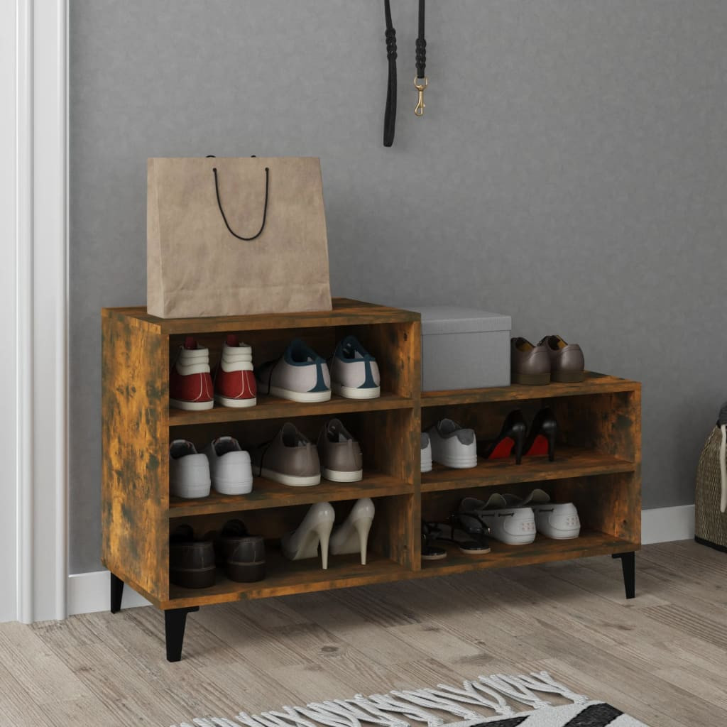 vidaXL Schuhregal Räuchereiche 102x36x60 cm Holzwerkstoff