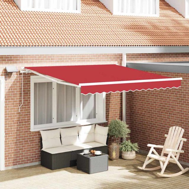 vidaXL Ausziehbare Markise Rot 300 x 250 cm Stoff und Aluminium